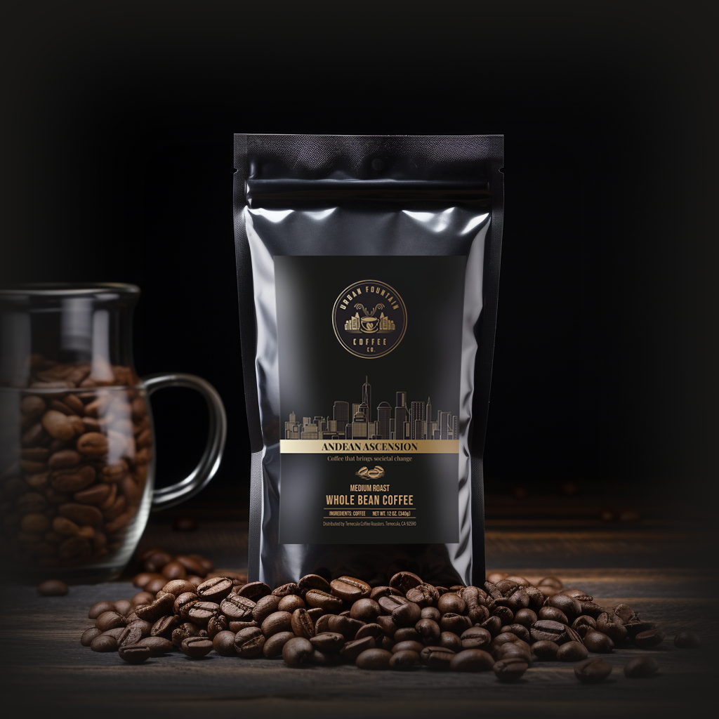 12 ounce bag of Andean Ascension Whole Bean Coffee from Peru