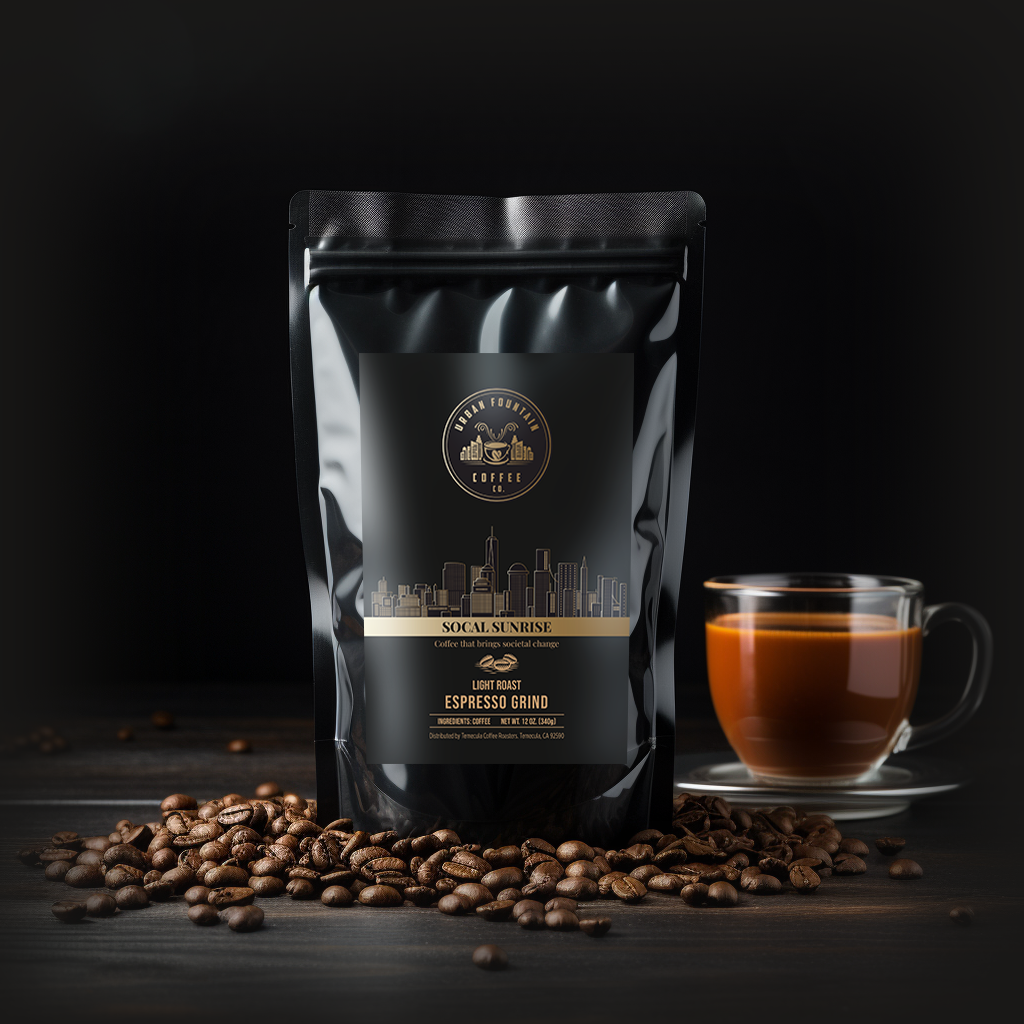 12 ounce bag of SoCal Sunrise Espresso Grind Coffee